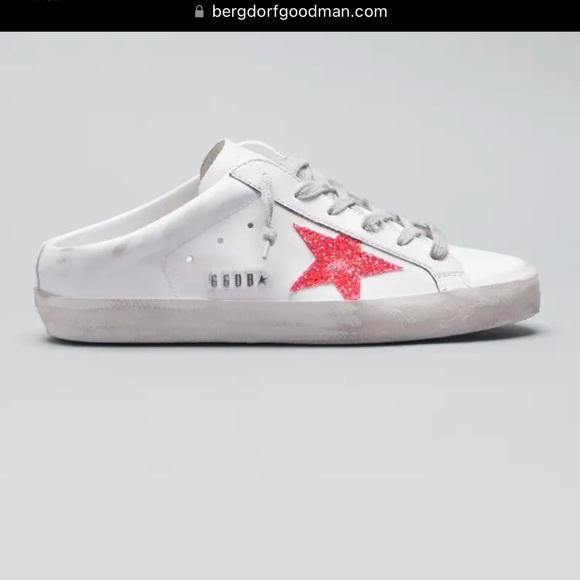 Golden Goose Shoes - Golden Goose Superstar Sabot White Leather/Pink Fluorescent Glitter sz 39 NIB